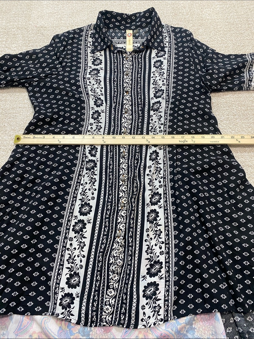Anthropologie by Cyrena Boho Purple Printed Button-Front Mini Shirt Dress Size L - Picture 14 of 16
